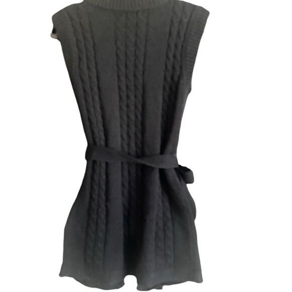 Twenty One Black Sleeveless Open Cardigan withh Button Detail and Belt. Small - Picture 4 of 8
